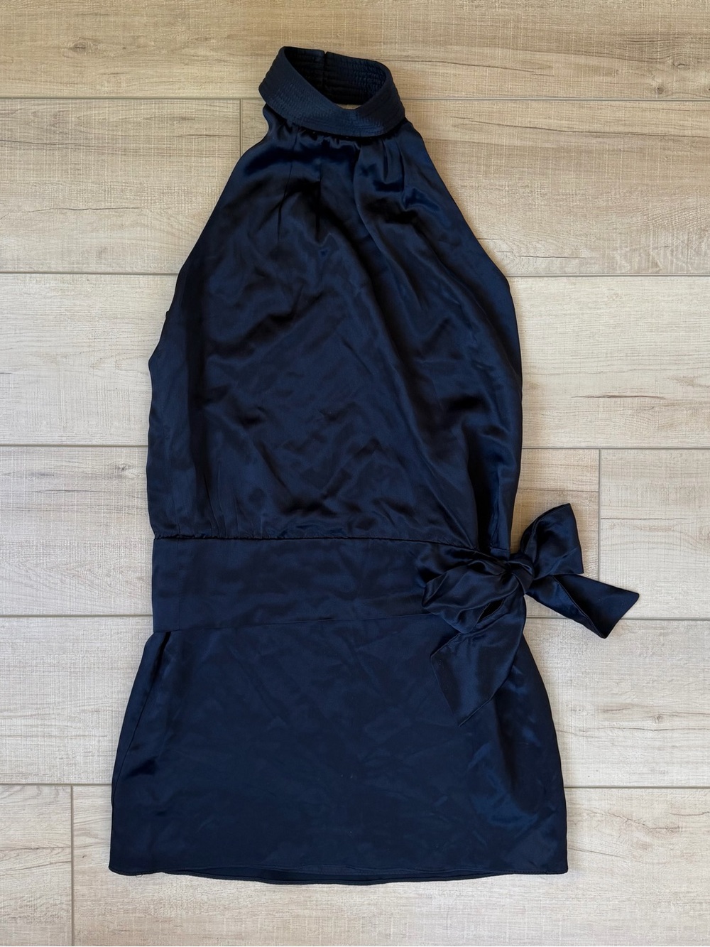 Intermix Silk Black Halter Neck Mini Dress, Drop Waist Women's Size 6